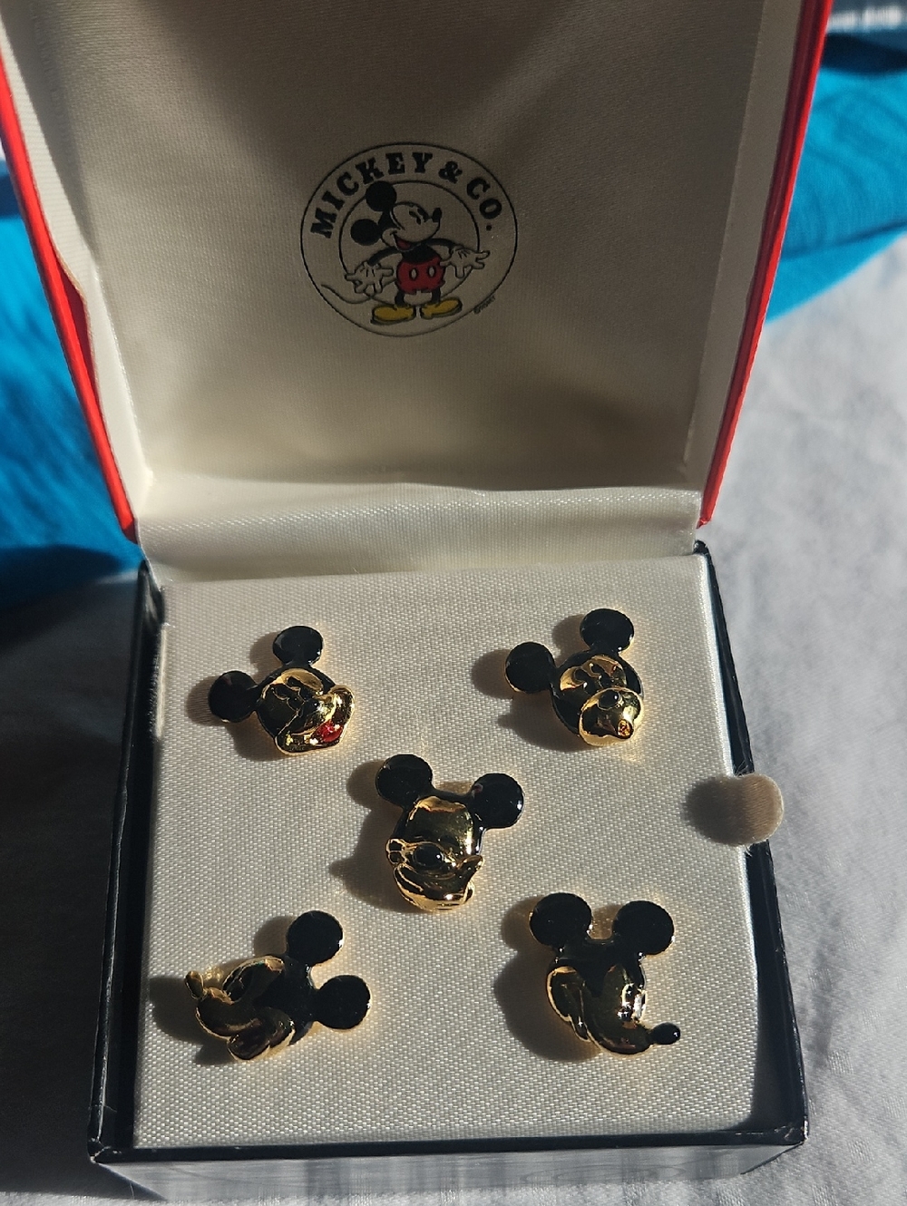 Napier Gold and Black Mickey Mouse Enamel Charm/Pendant Set